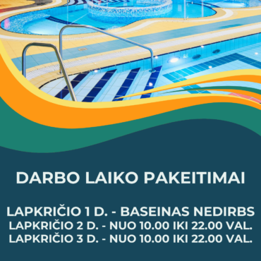 BĮ Rokiškio baseinas darbo laikas lapkričio 1-3 d.